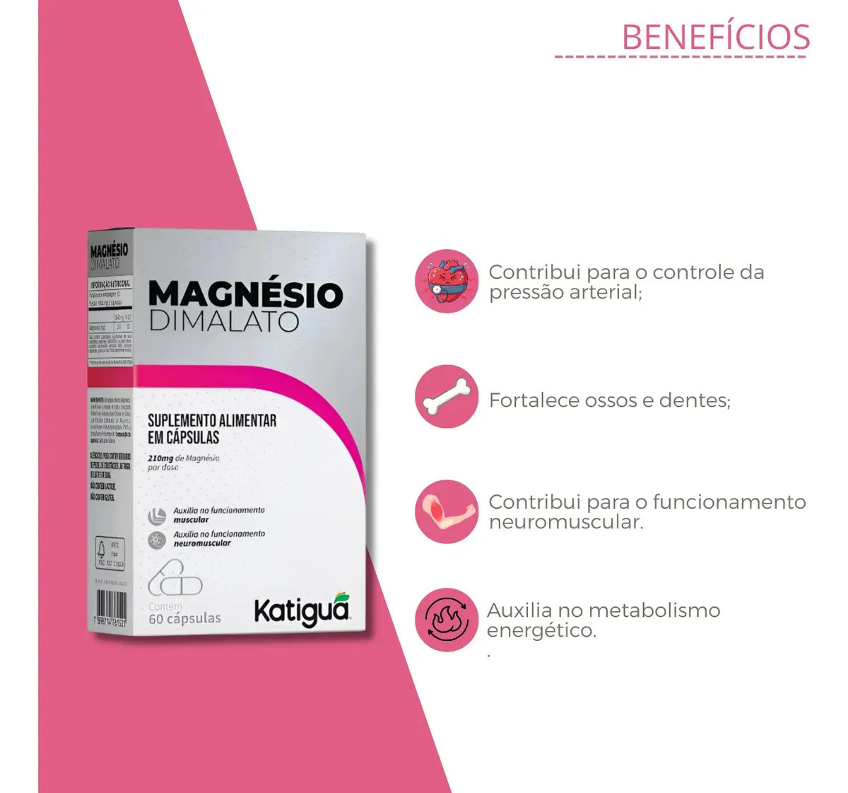 Magnésio Dimalato 210mg 60 caps Katigua