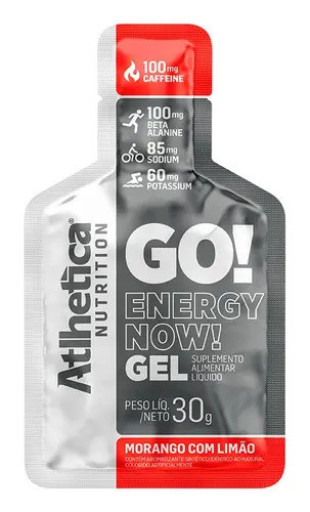 Gel energético Atlhetica Nutrition Go! Energy Now Gel 10 Sachês de 30 g Morango c/ Limão