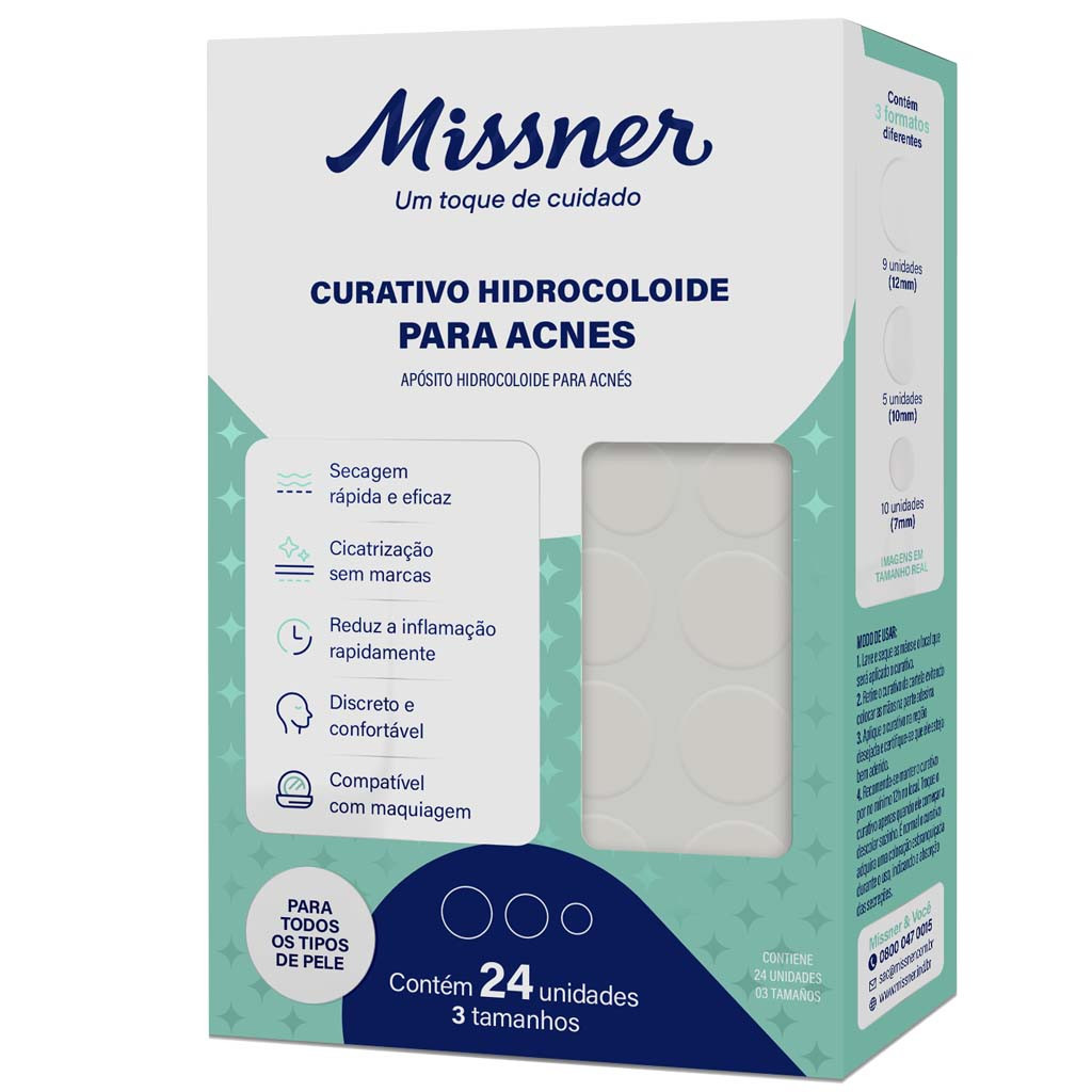 Curativo Hidrocoloide para Acne Missner 24 Unidades