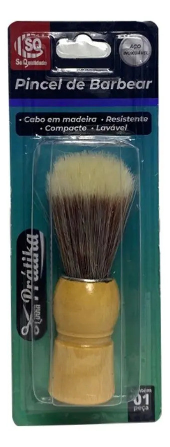 Pincel Para Barbear Barba Cabo De Madeira Cerdas Macias 1uni Cor Creme