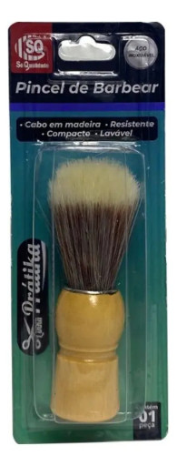 Pincel Para Barbear Barba Cabo De Madeira Cerdas Macias 1uni Cor Creme