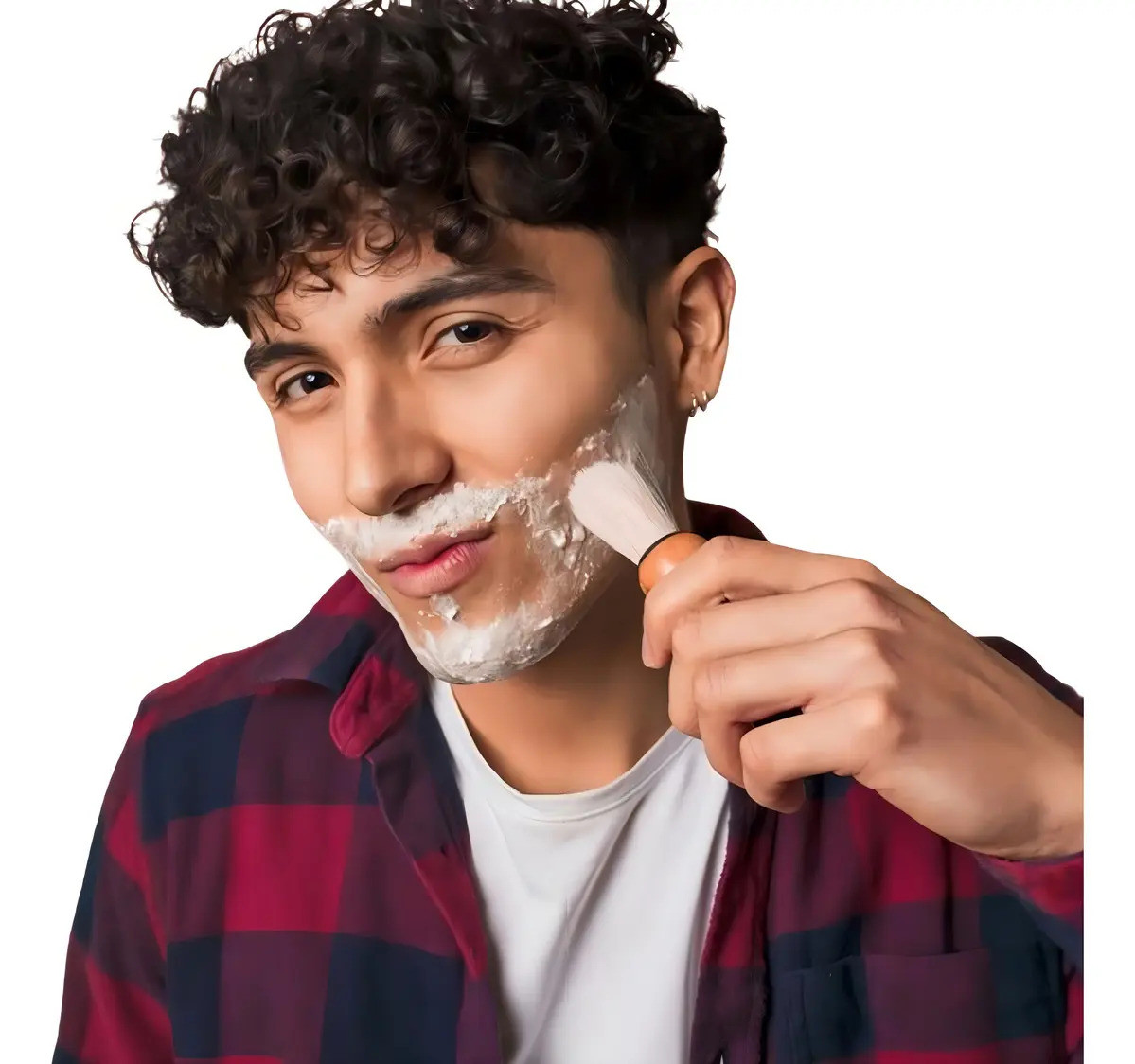 Pincel Para Barbear Barba Cabo De Madeira Cerdas Macias 1uni Cor Creme