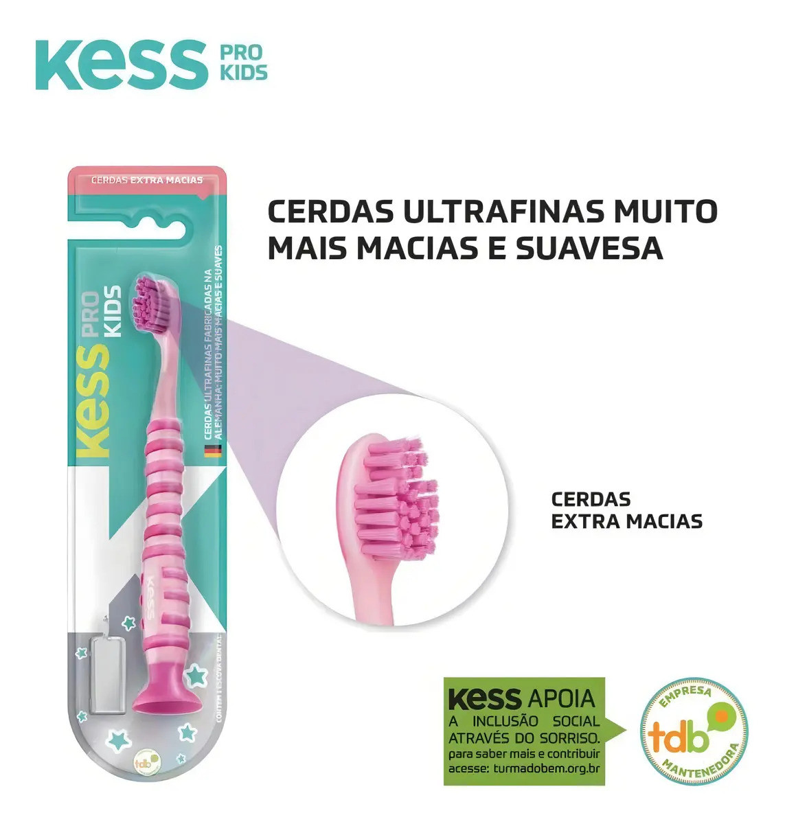 Escova Dental Kess Pro Kids Com Ventosa - Extra Macia