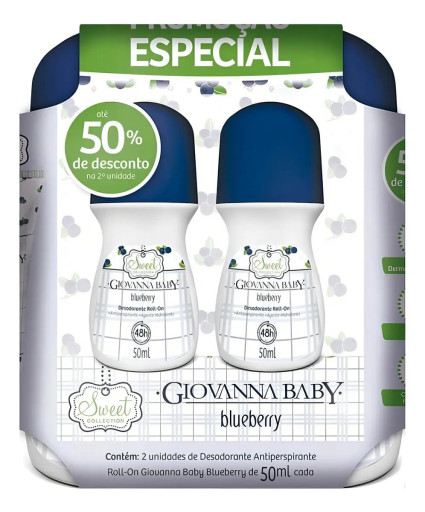 Desodorante Roll On Giovanna Baby Antitranspirante 50ml 2un