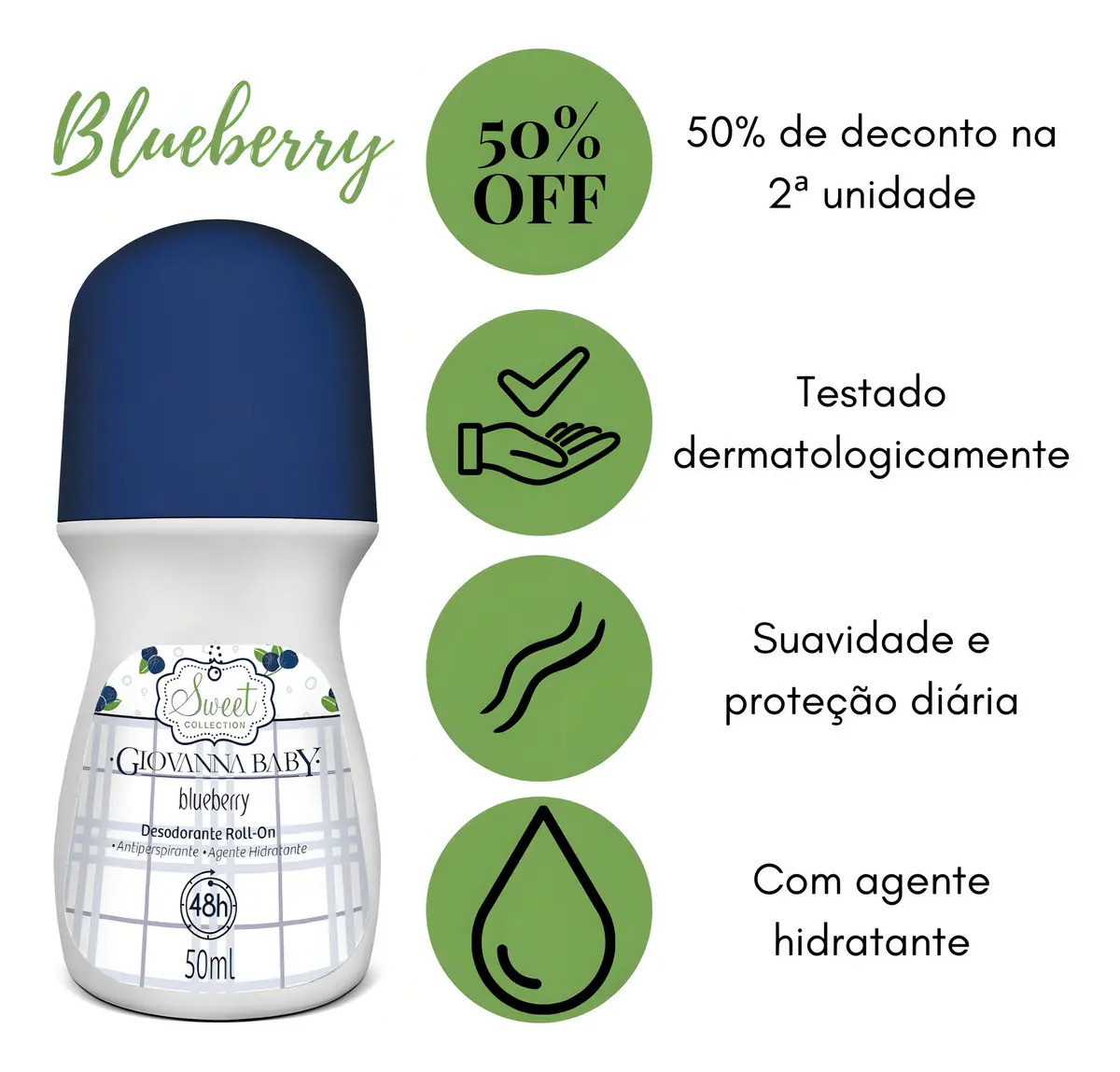 Desodorante Roll On Giovanna Baby Antitranspirante 50ml 2un