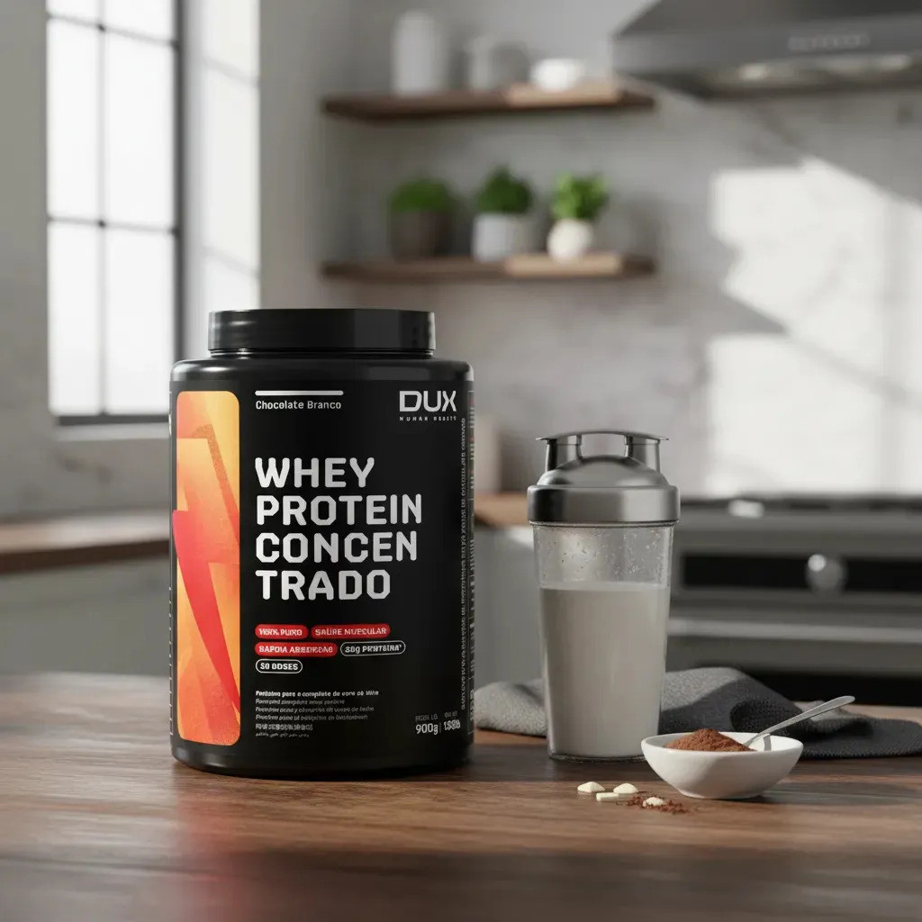 Whey Protein Concentrado 900g Chocolate Branco Dux Nutrition