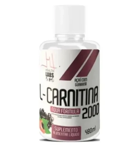 Suplemento L-Carnitina Health Labs 2000UI Guaraná Frasco com 480mL