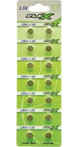 Pilha Bateria Botão LR41 Flex 1.5V Blister com 14 Unidades