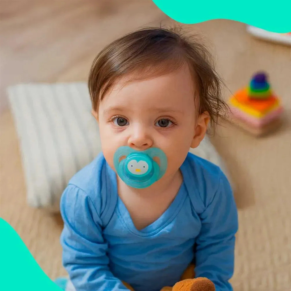 Chupeta Super Ventilada Bico Ortodôntico Tam 1 Estampada Azul