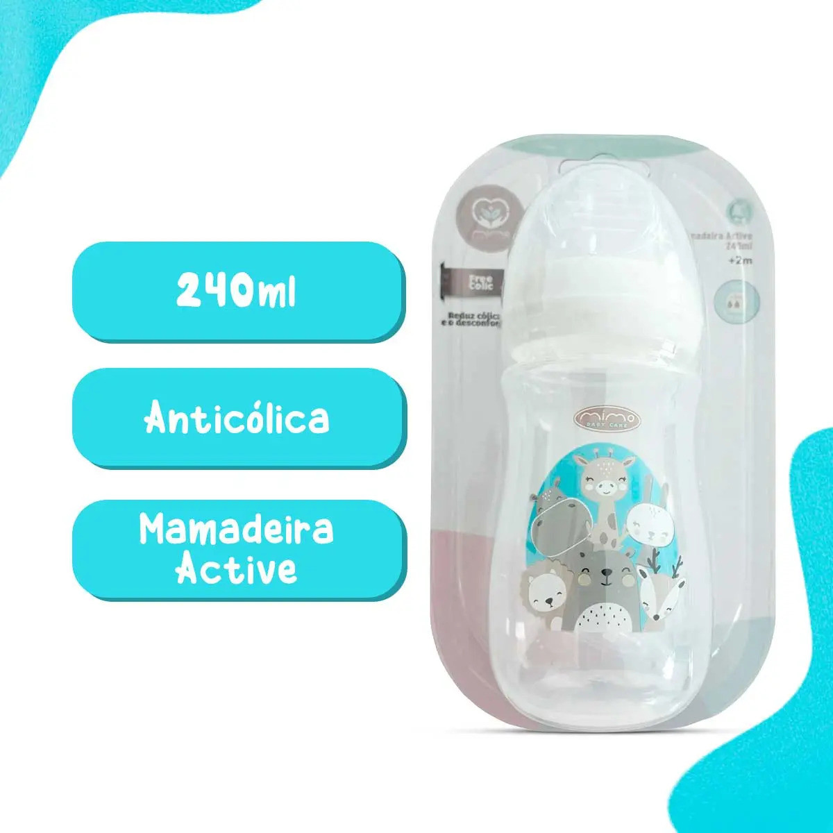 Mamadeira Active Bebê Amamentação 240ml Menino Menina Cor Azul