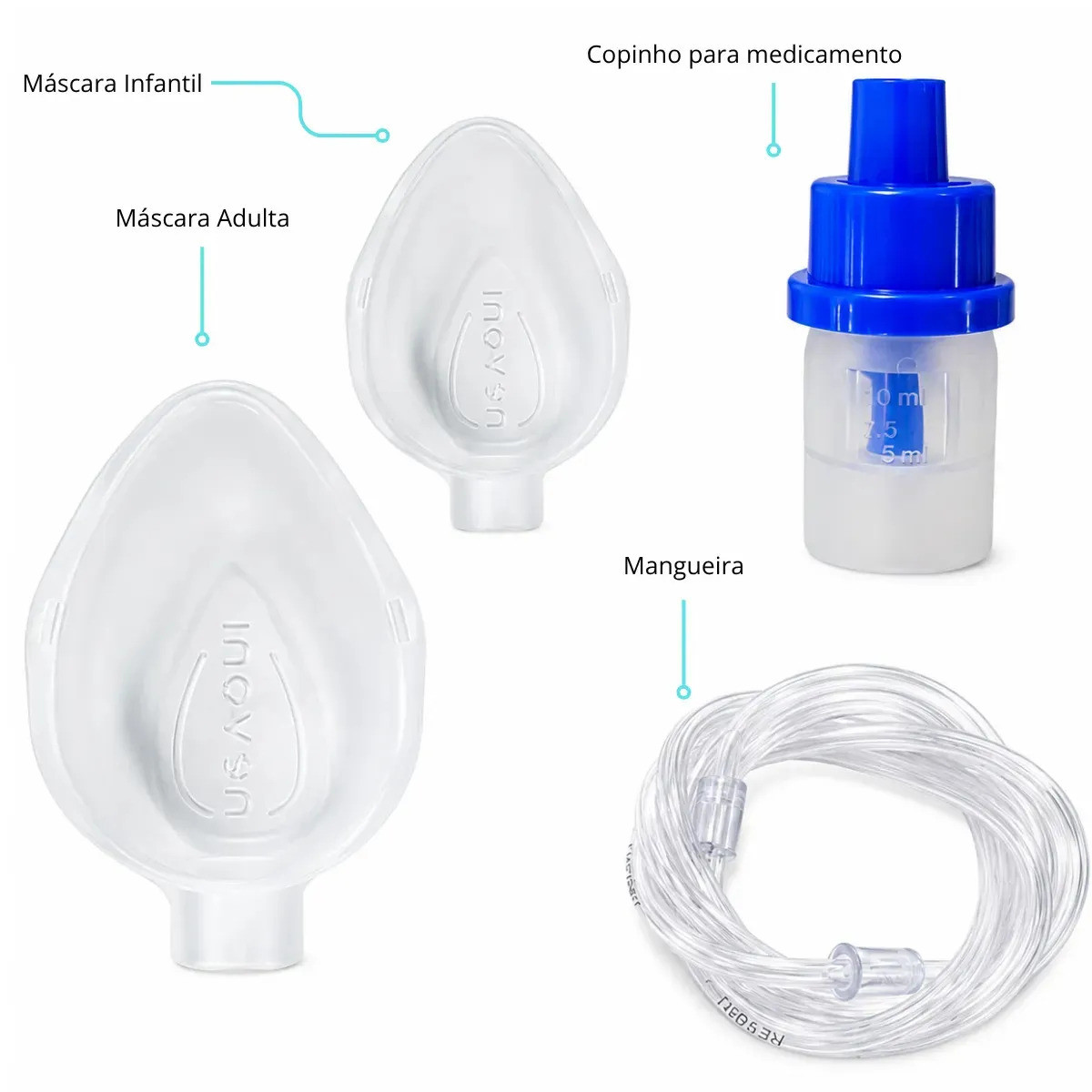 Mascara Mangueira Copo Inalador Nebulizador Adulto Infantil