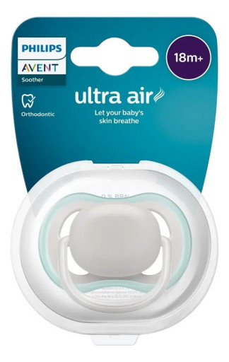 Chupeta Philips Avent Ultra Air Silicone Cinza e Verde 18 Meses