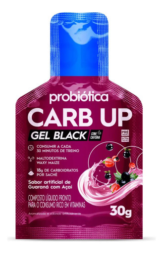 Suplemento Energético Gel Probiótica Carb Up Black Guaraná com Açaí, Pack com 10 Unidades