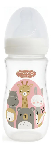 Mamadeira Active Anticólica Safari Rosa 240ml - Mimo Baby
