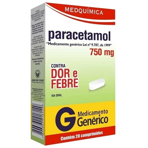 Imagens - Paracetamol MedQuímica 750mg 20 Comprimidos