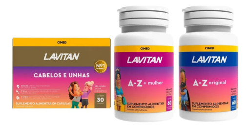 Kit Lavitan Familhão: Vitaminas para Cabelo e Unha, A-Z Original e A-Z Mulher