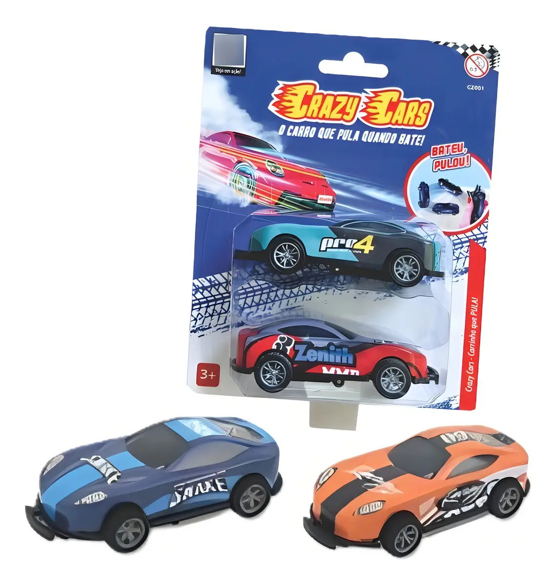 Kit Carrinho Miniatura Crazy Cars C/ Fricção Bate Pula Colorido
