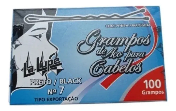 Grampo De Cabelo La Lupe Preto Black N° 7 Com 100 Un