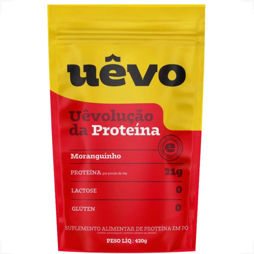 Albumina Uêvo Proteína Do Ovo 420g Alta Absorção Muscular Sabor Morango