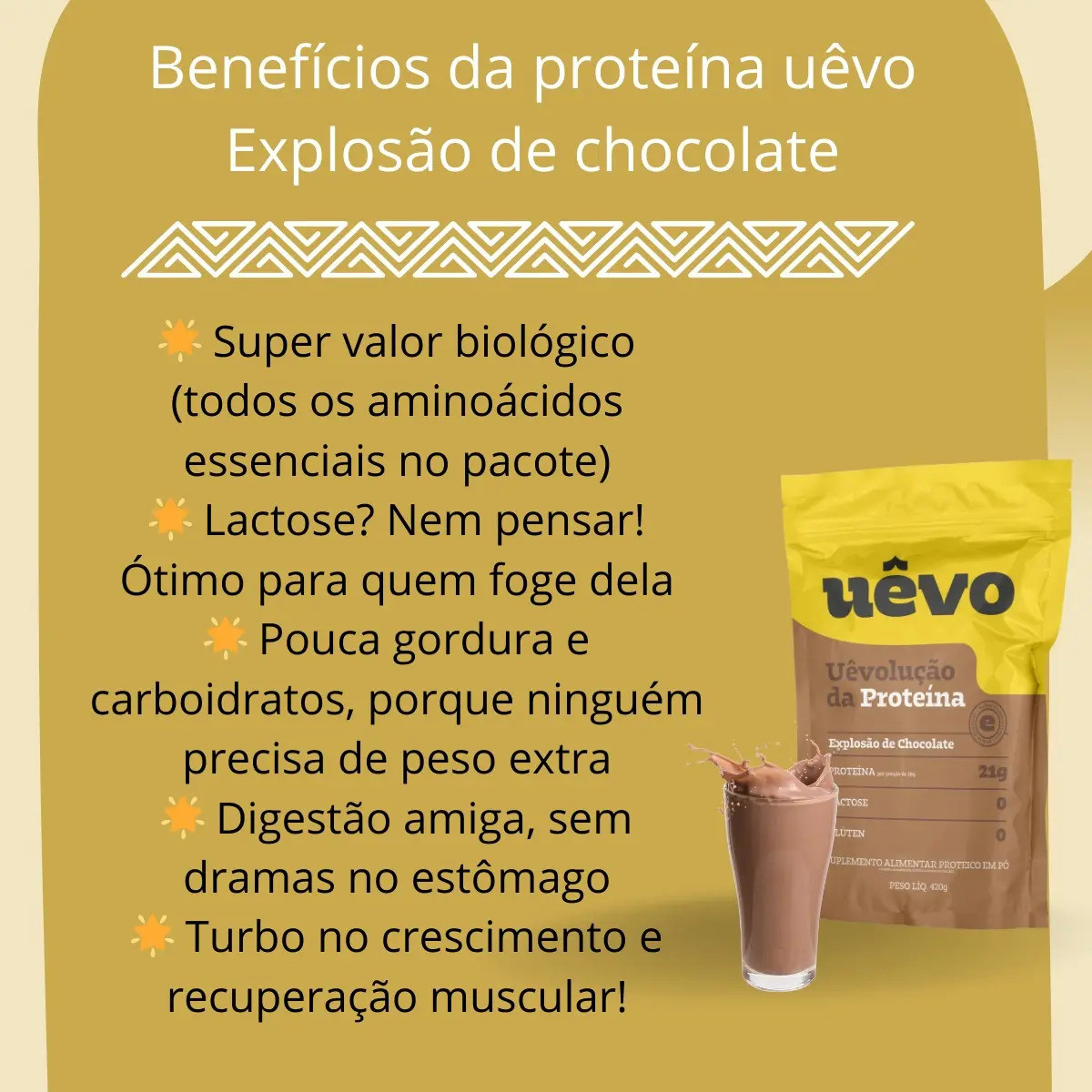 Proteína Uêvo Chocolate 420g Albumina Massa Muscular