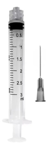 Seringa Hipodérmica SR Luer Lock 3ml com Agulha 25x7mm - 22g - 100 Unidades