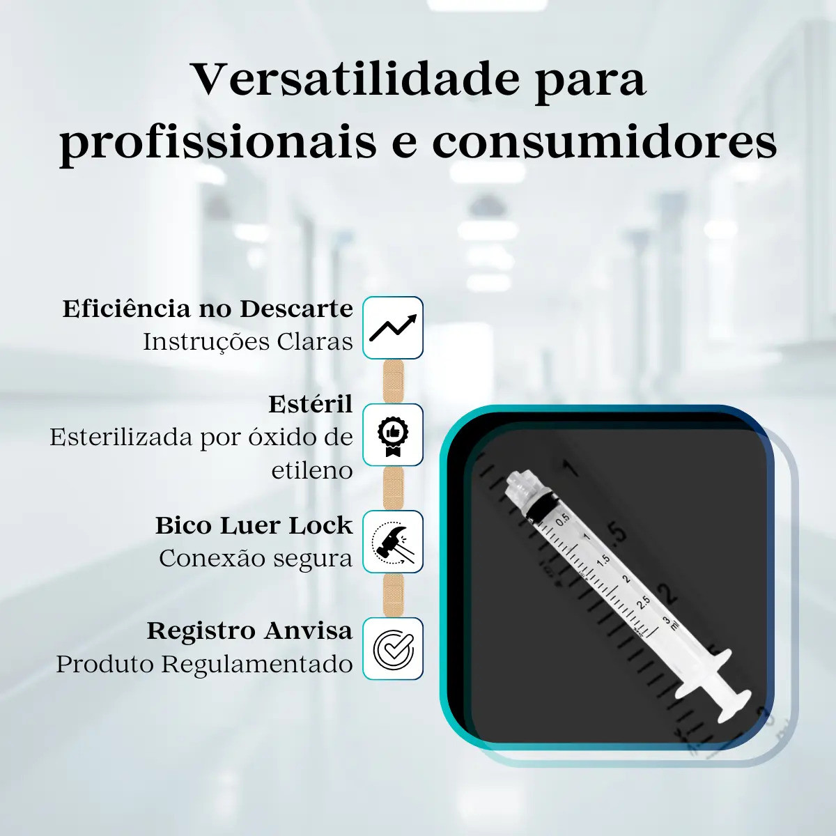 Seringa Hipodérmica SR Luer Lock 3ml com Agulha 25x7mm - 22g - 100 Unidades